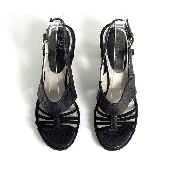 Oh! Healthy Heals Strappy Comfort High Heel Sandals Reptile Womens 38 - Picture 4 of 13